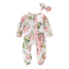 Load image into Gallery viewer, Baby Girl Jumpsuit + Headband
